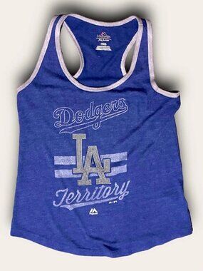 Dodgers LA Territory Racer Back Shirt Lightweight EUC Magestic Fan Fashion